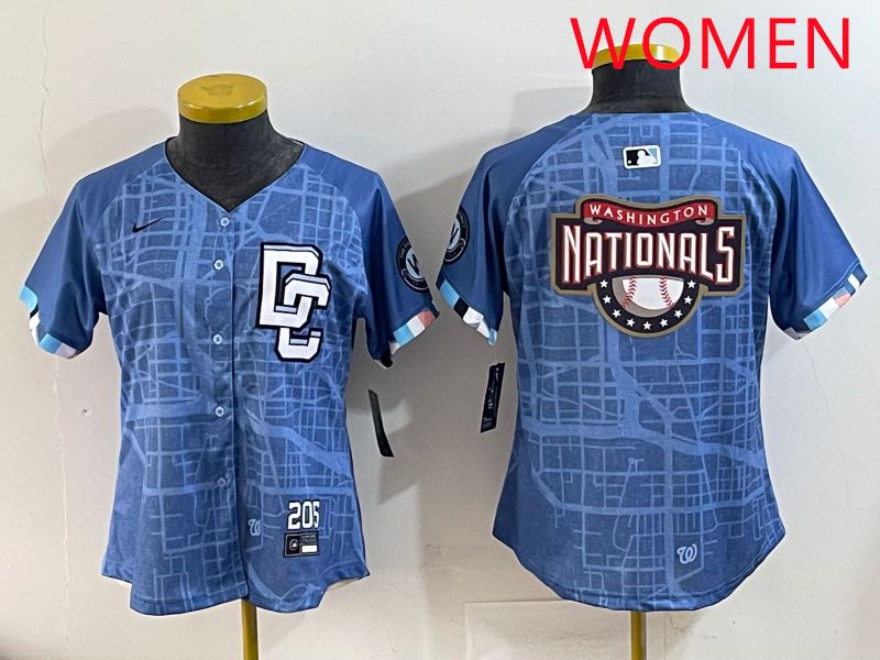 Women Washington Nationals Blank Blue Joint Name 2025 Nike MLB Jersey style 5->women mlb jersey->Women Jersey